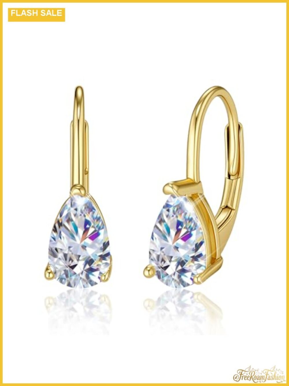 14K White Gold Plated Teardrop Moissanite Leverback Earrings